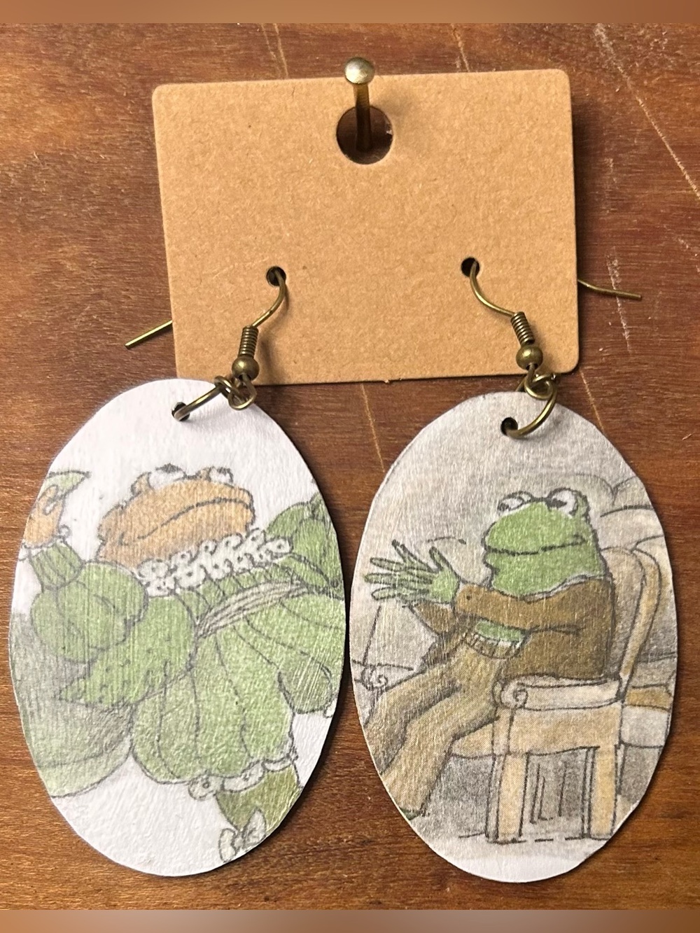 Upcycled Frog and Toad Drop Earrings
